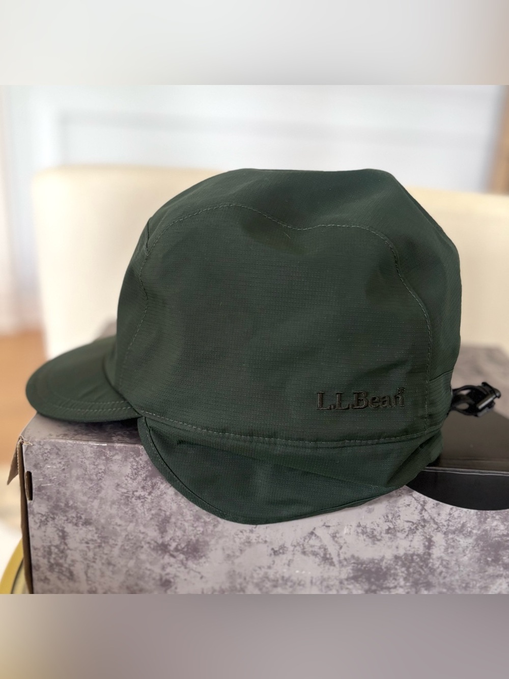 Ll Bean Gore-Tex Waterproof Winter Hat Green Ripstop Fleece Flaps Cap Mens L Xl